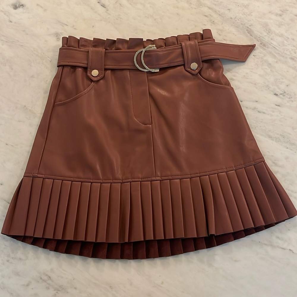 Zara Faux Leather Pleated Skirt